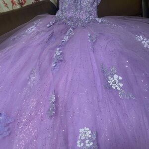 Mori Lee Lavender Sparkle Tulle Ball Gown for Girls